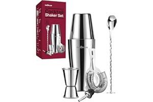 27OZ Cocktail Shaker, Cocktail Shakers 800ml, Cocktail Making Set 6Pcs, Cocktail Shaker Kit with Strainer, Double Jigger, Bar
