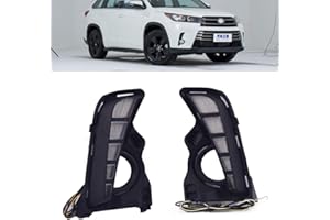 ECAHAYAKU White/Amber LED Front Fog Daytime Sequential Running Lamp Dynamic Flash Yellow LED Turn Signal Feature 12v Drl Fit For 2017 2018 2019 Toyota Highlander