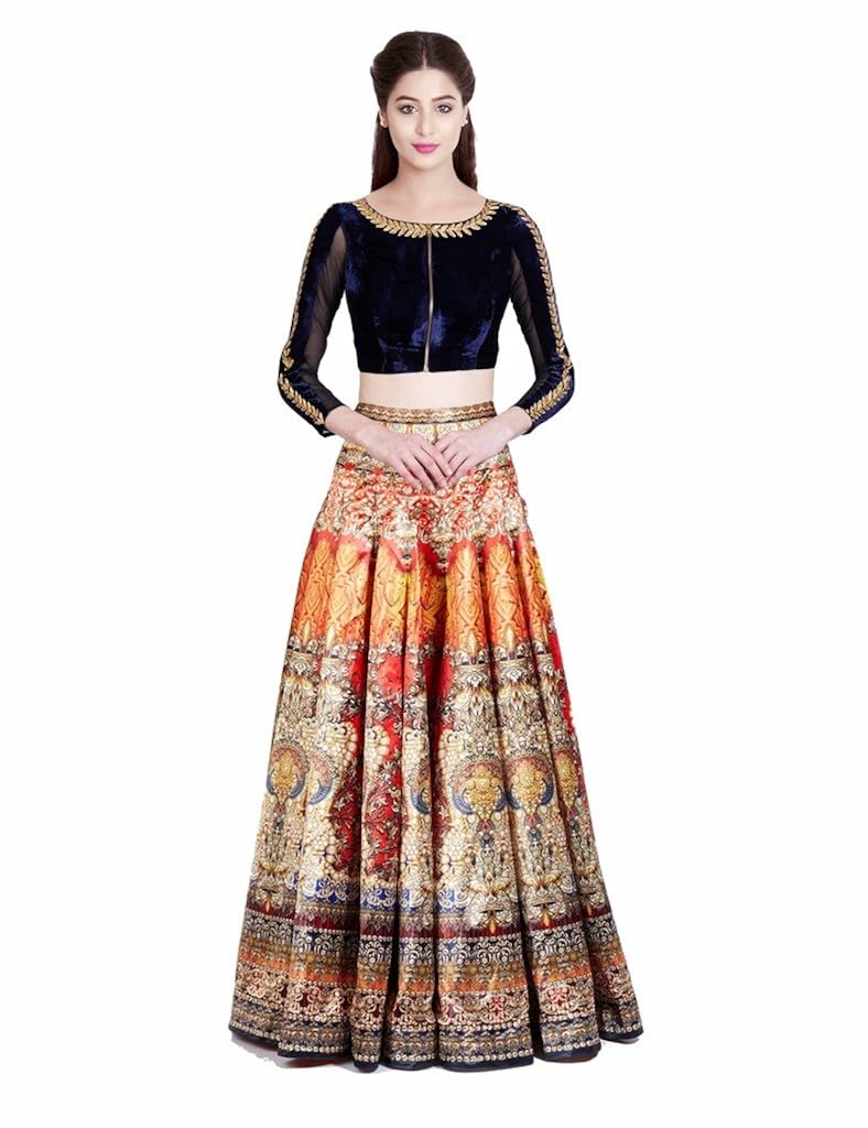 kmozi women's silk lahenga choli