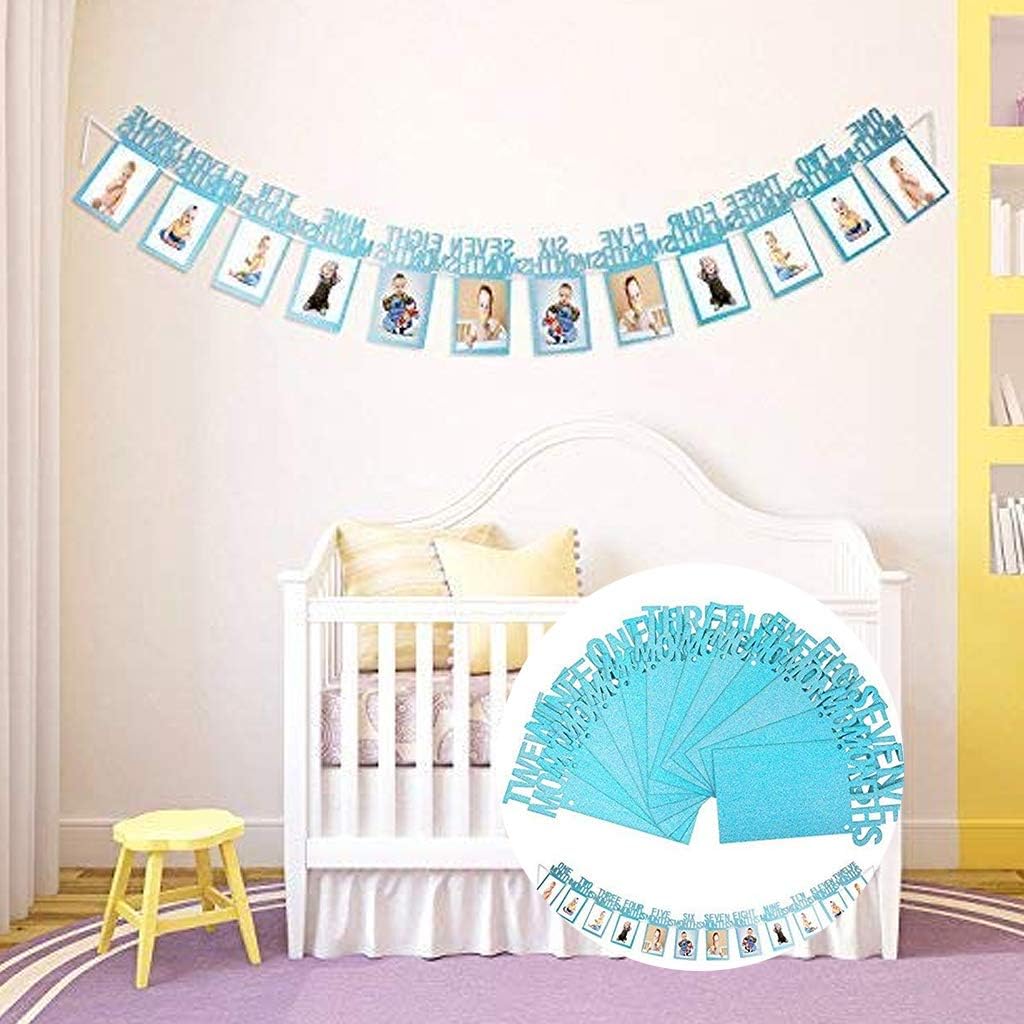 Napravi Rs Loisirs Creatifs Guirlandes Bleu Liuxn 1er Anniversaire Guirlande De Banderoles Bebe Photo Banniere Bebe 1 12 Mois Photo Prop Party Bunting Decor Epaissi Kraft Carte Papier