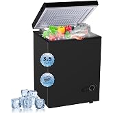 3.5 Cu. Ft. Chest Freezer with Removable Basket, Black | 6-Level Adjustable Temperature (-18℉ to 50℉), Quiet Compact Deep Freezer for Apartment, Garage, Home, Office