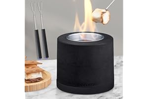 Houswise Tabletop Fire Pit Smores Maker Kit - Concrete Outdoor & Indoor Fire Pit Tabletop, Table Top Firepit, Small Portable Mini Indoor Fireplace