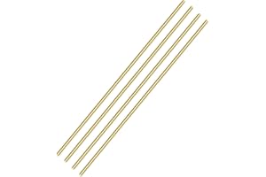 PGCOKO 4Pcs Solid Round Brass Rod Lathe Bar Stock Kit for DIY Craft Tool, 1/8 inch in Diameter 12 inch in Length