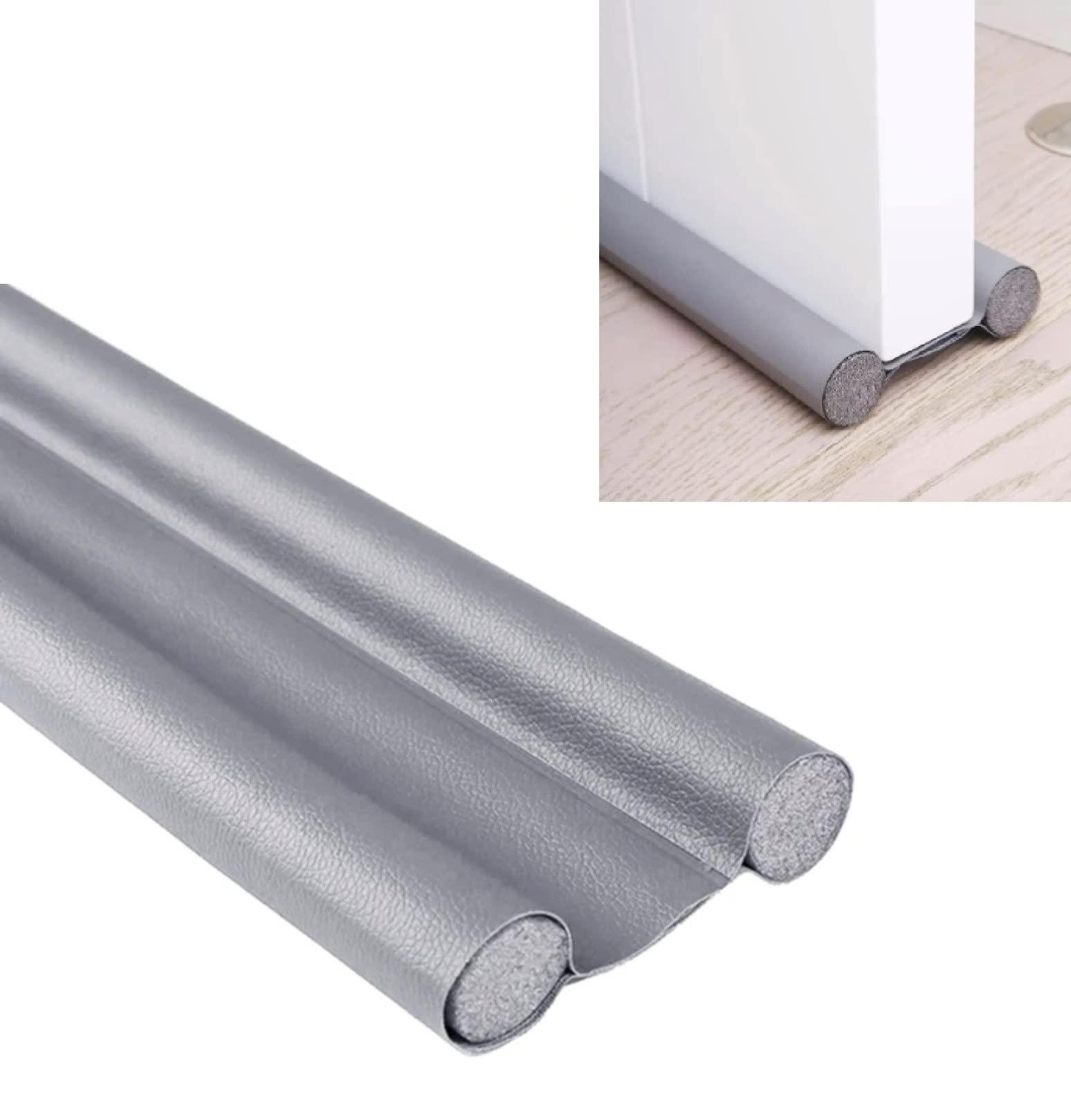 JGR SELECT Door Entry Draught Excluder – Double Foam Stripping – Insulation Against Airflows, Cold, Light, Insects, Noise (Grey)