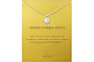 LANG XUAN Message Card Compass Pendant Necklace Friendship Sun Good Luck Elephant Starfish Pendant Chain Necklace with Gift Card