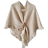 Women's Triangle Knotted Shawl Wraps Casual Knitted Sweater Scarf Retro Cardigan Cape Travel Stoles Shoulder Tops