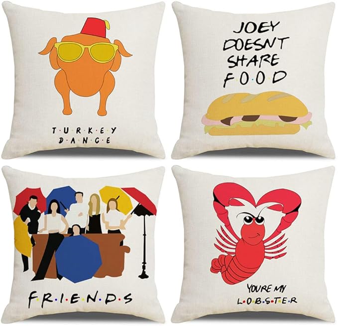 YNOUU 4pcs Friends Themed Decorative Pillow Friends TV Show Merchandise