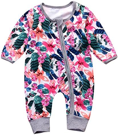 Baby Toddler Spring Fall Floral Pull On One-Piece Romper Onesie Herem Jumpsuit Pajamas 6-12M Floral