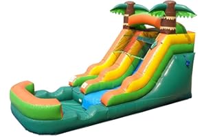 POGO BOUNCE HOUSE Inflatable Water Slides for Kids (Without Blower) - 21' x 9' x 12' Foot Backyard Inflatable Slides with Splash Pool - Tropical Slides with Water Pool