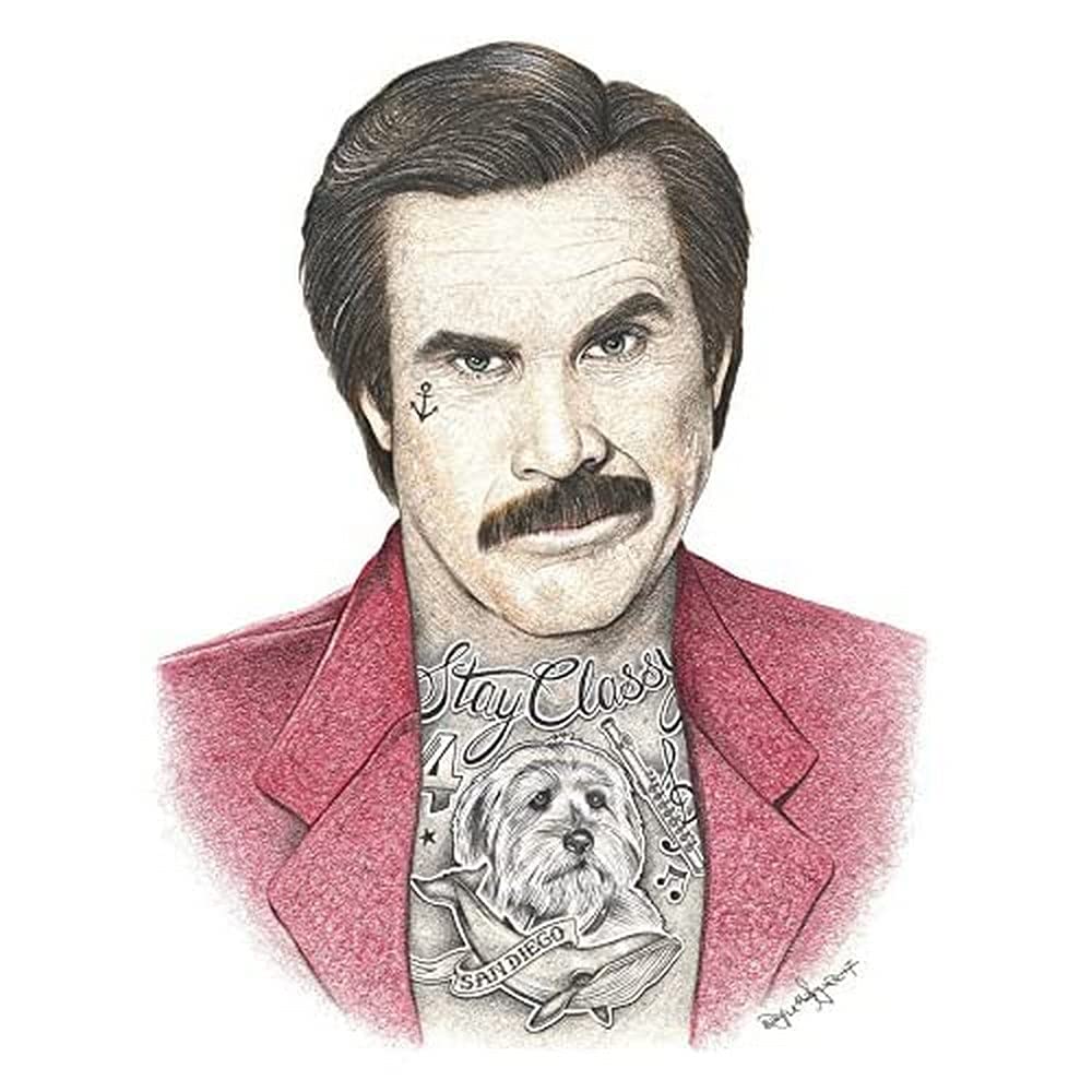 Wee Blue Coo Wayne Maguire Tattooed Anchorman Ferrell Inked Ikon Canvas Art Print