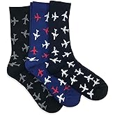 Luso Aviation Premium Crew Socks, 3-Pair Set, Twin Jet Pattern