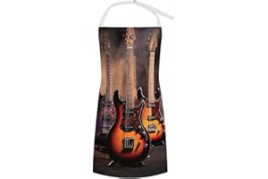 VstaDank Adjustable Bib Apron for Cooking with Pockets Waterdrop Resistant Polyester Cool Electric Guitar Aprons Chef Works B