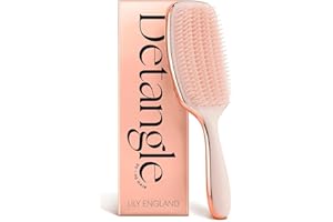 Lily England Detangling & Styling Brush - Pain-Free Brush for Curly Wet & Dry Hair With Flexible Bristles - Easy to Hold Rose Gold Brush for Women's 3c to 4c Curls
