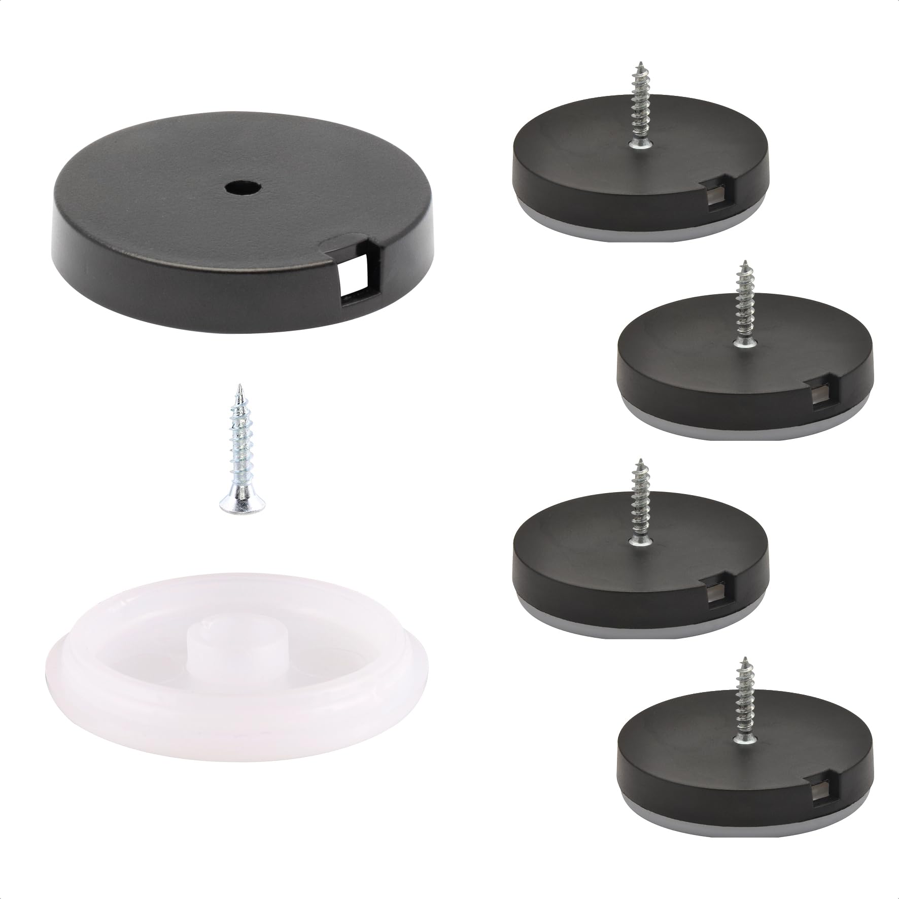 WAGNER QuickClick® Stop glides furniture glides elastomer rubber I 4pcs. set to screw on I 4x base+screw+glide insert anti-slip replaceable - STOP - diameter Ø 40 mm - Made in Germany - 15834100
