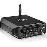Bluetooth 5.4 Stereo Amplifier, 2 Channel Home Audio Component Amplifiers Mini Class D Amp Receiver 200W with Treble Mid Bass Control for Passive Speakers