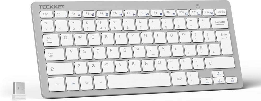 TECKNET 2.4G Wireless Keyboard Ultra Slim Small Keyboard with 14 Hotkeys