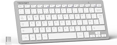 TECKNET 2.4G Wireless Keyboard Ultra Slim Small Keyboard with 14 Hotkeys
