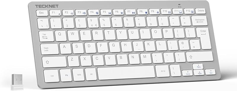 TECKNET 2.4G Wireless Keyboard Ultra Slim Small Keyboard with 14 Hotkeys