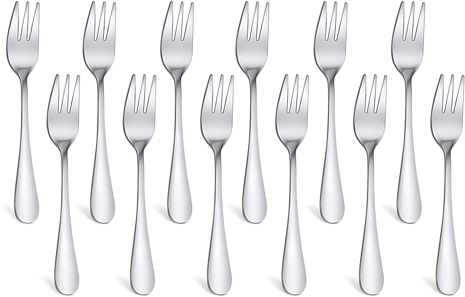RayPard 12-Piece (14 cm) Stainless Steel Pastry Fork Set, Mirror Polishing Cake Dessert Fork Set