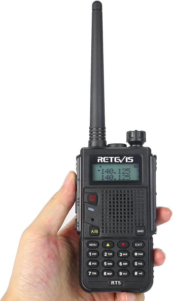 Retevis RT5 Dual Band Two Way Radio VHF UHF High Power Long Range Police Ham Car Travel Handheld Radio FM Scan VOX 2 Way Radio with Earpiece(2 Pack)