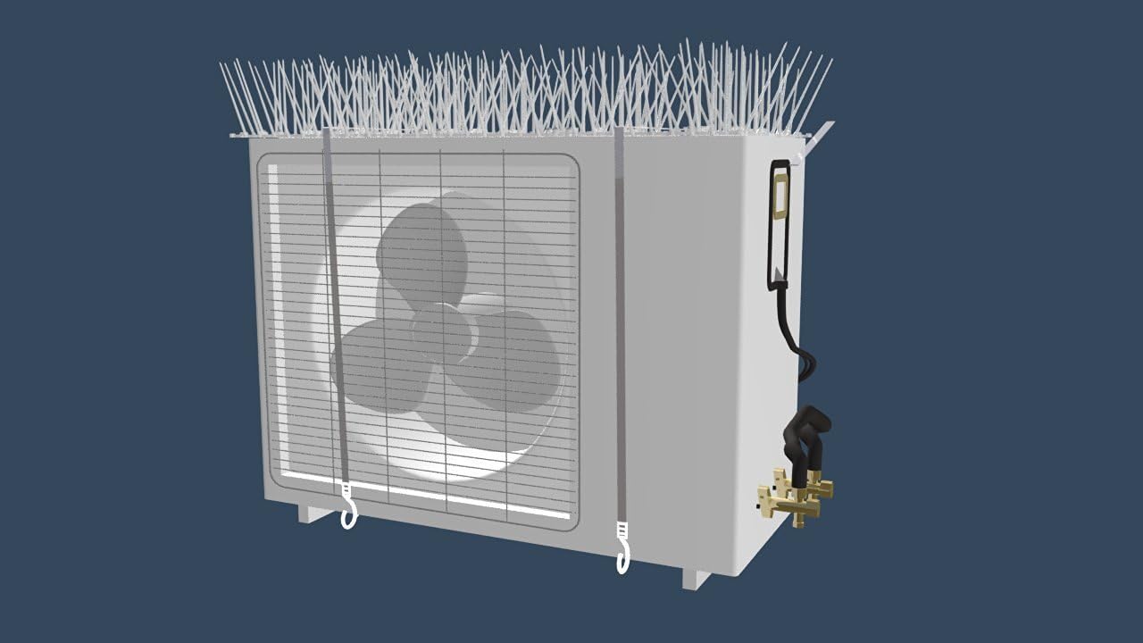 SpikeZone Polycarbonate Bird Spikes AC-Kit for Window and Split AC, (Translucent)