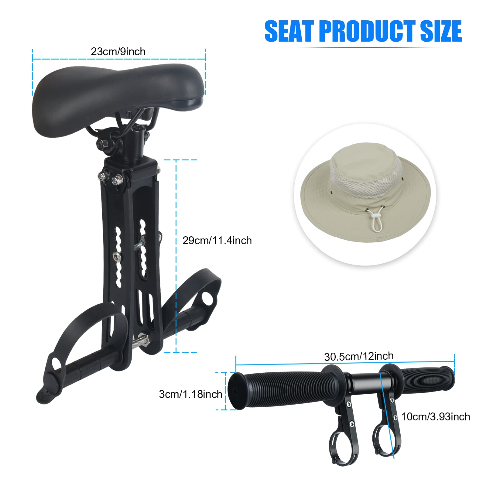 Child Bike Seat, Front Mounted Kids Bike Seat, Detachable Child Bicycle Seat, Children Bike Seat for Children 2~5 Years, Compatible with Most Mountain Bikes