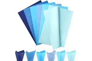 VGOODALL 450 Sheets Blue Tissue Paper, 11.5×8 Inch Gift Wrapping Paper Bulk for Christmas Birthday Decor DIY Project Crafts, 6 Colors