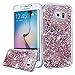 [Not for S6 Edge Plus] Galaxy S6 Edge Case, Galaxy S6 Edge Liquid Glitter Case,PHEZEN 3D Creative Design Shiny Quicksand Flowing Bling Glitter Sparkle Heart Clear Hard Case for Samsung Galaxy S6 Edge