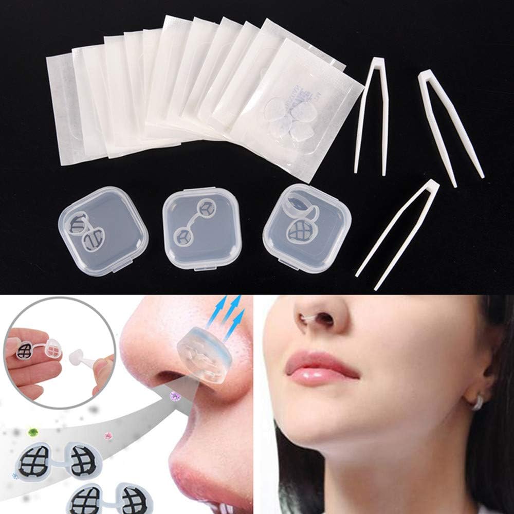 Nasal Filters, 1 Pair Invisible Nose Filter Anti Air Pollution Pollen Allergy Nose Dust Filter with 8 Pairs Replacement Filters (S)