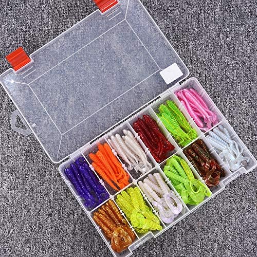 MAKEBASS Soft Fishing Lures Silicone Bait Fishing Tackle Kit Mixed - 120pcs Swimbaits Worms, 60pcs Soft Baits Grub, Assorted Colors for Saltwater Freshwater Bass Trout Walleye