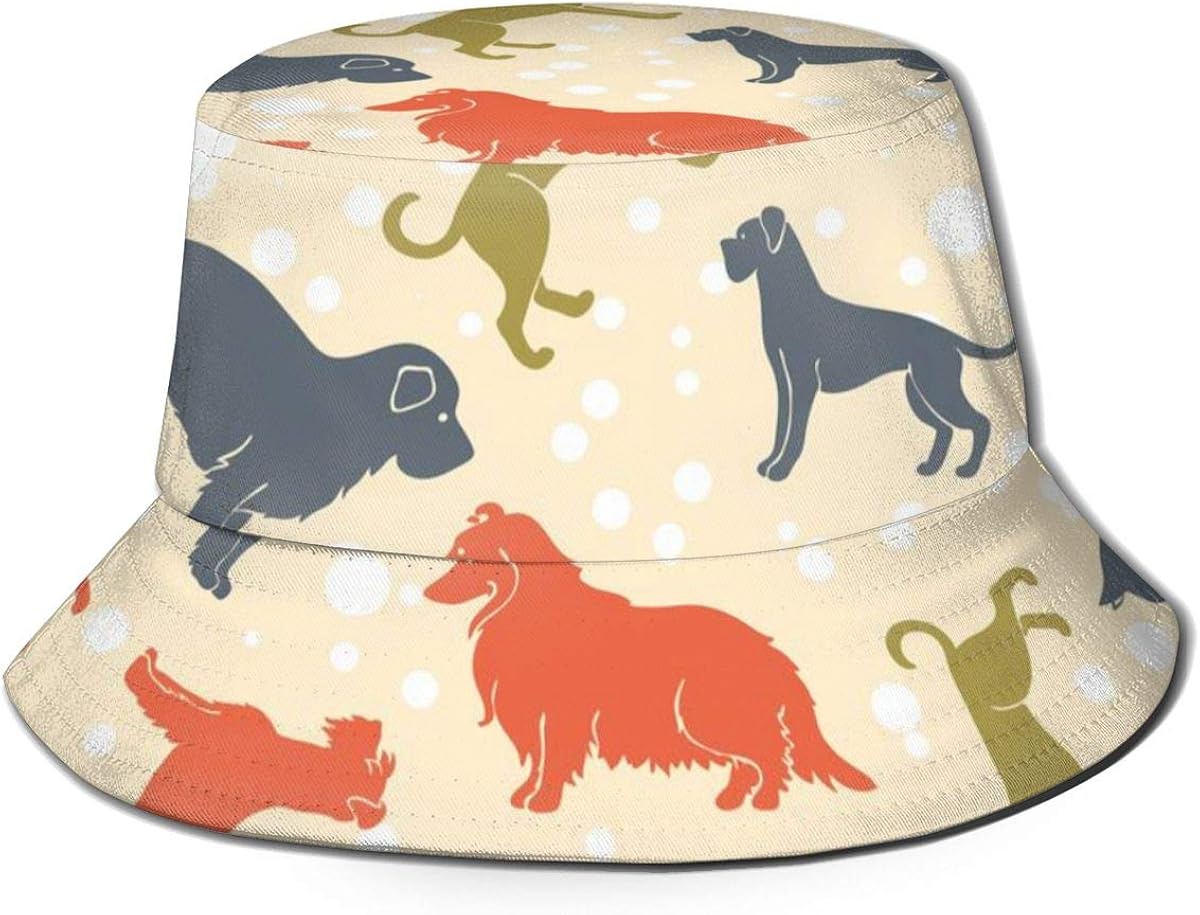 Hand Drawn Motley Dog Breeds Unisex Bucket Hat Outdoor