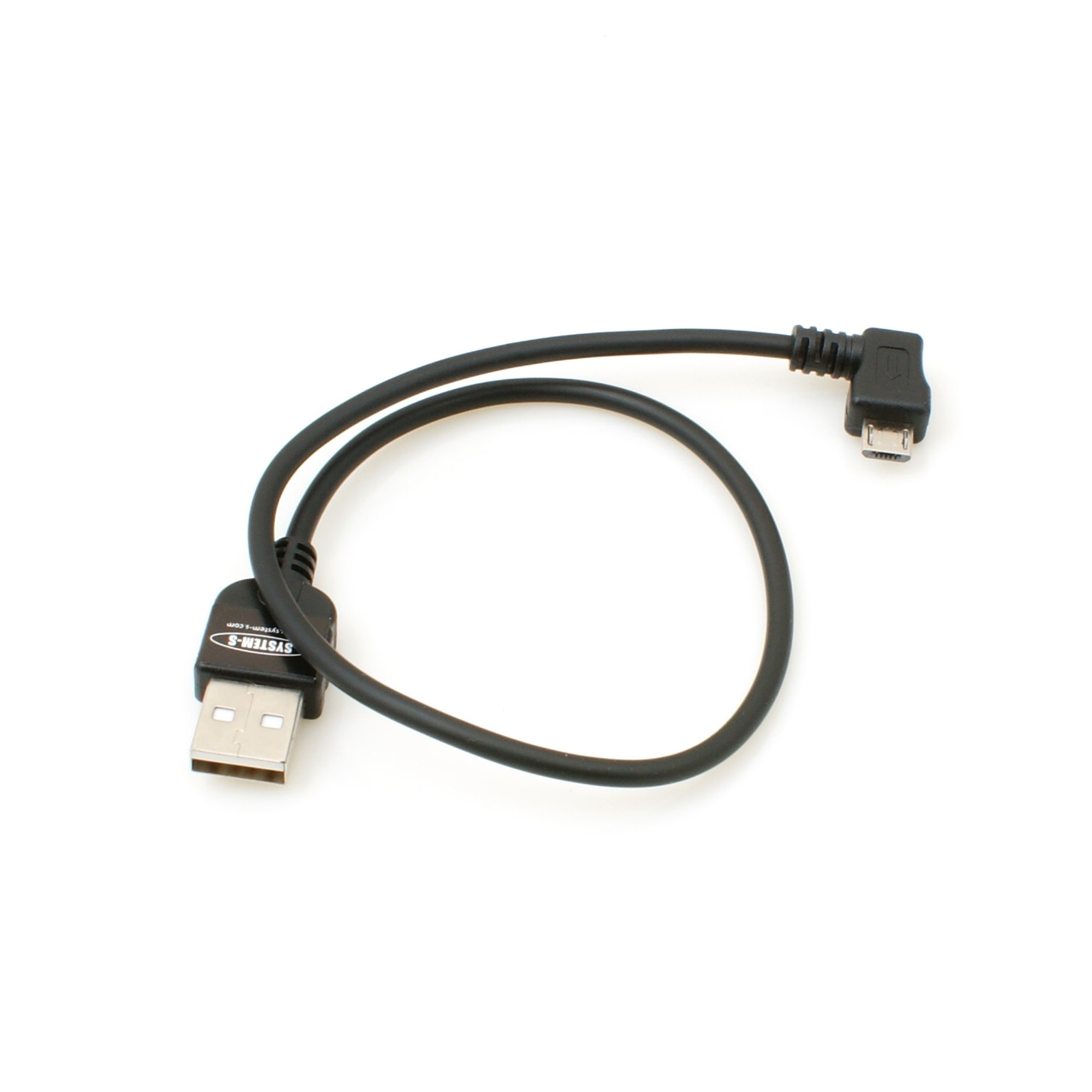 System-S Micro USB 2.0 Male Cable 90 Degree Plug (Left – Male Adapter Data and Charging Cable 30 cm