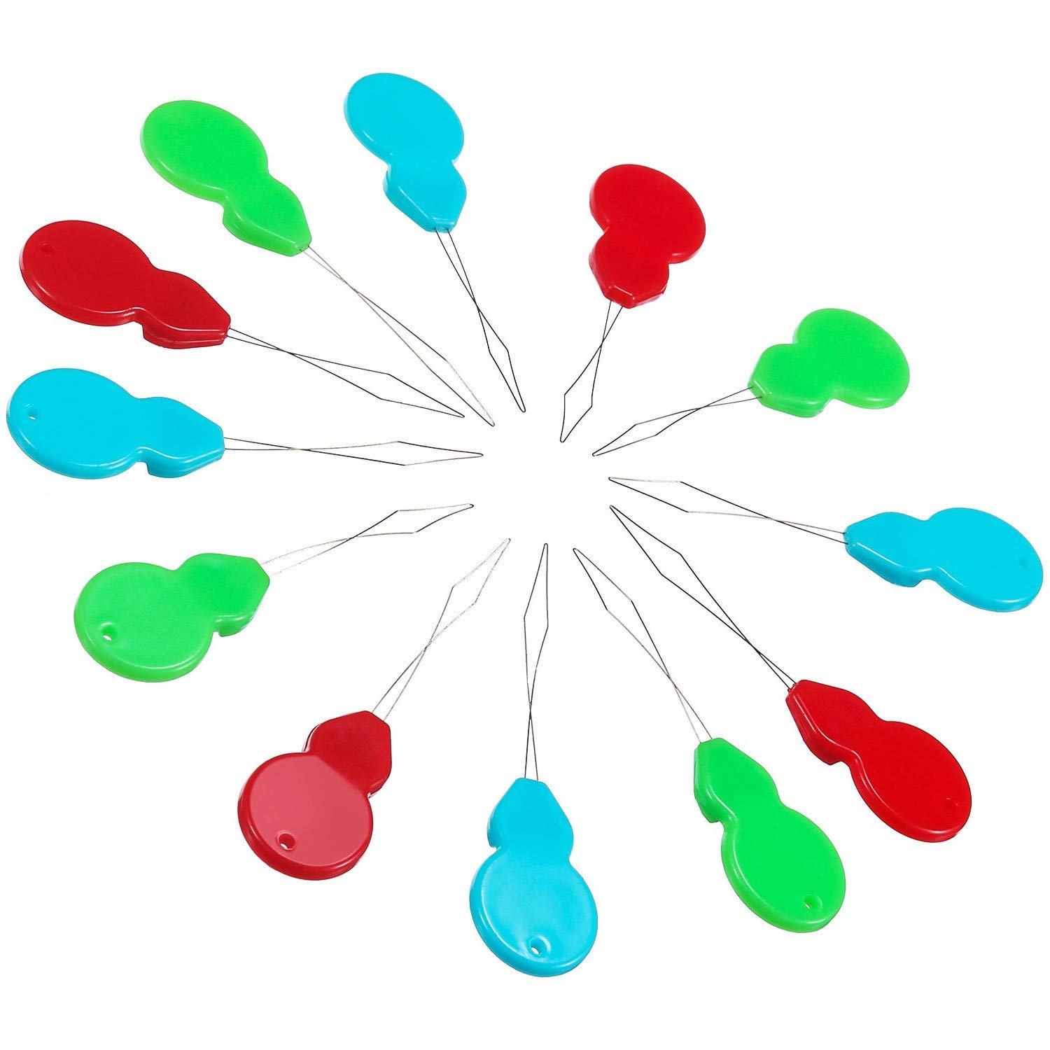 Rmeet Needle Threader,30 Pack Needle Threaders Brass Wire Gourd Shaped Plastic Needle Thread Detector for Hand Sewing Yarn Embroidery and Cross Stitch Assorted Colours