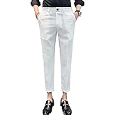 MOGU Ankle-Length Dress Pants for Men Slim Fit Cropped Trousers