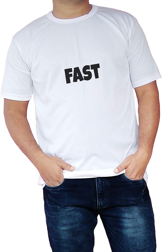 Buy White, Fast' Printed T-Shirt for Men (Medium) at Amazon.in