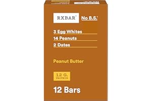 RXBAR Protein Bars, 12g Protein, Gluten Free Snacks, Snack Bars, Peanut Butter, 22oz Box (12 Count)