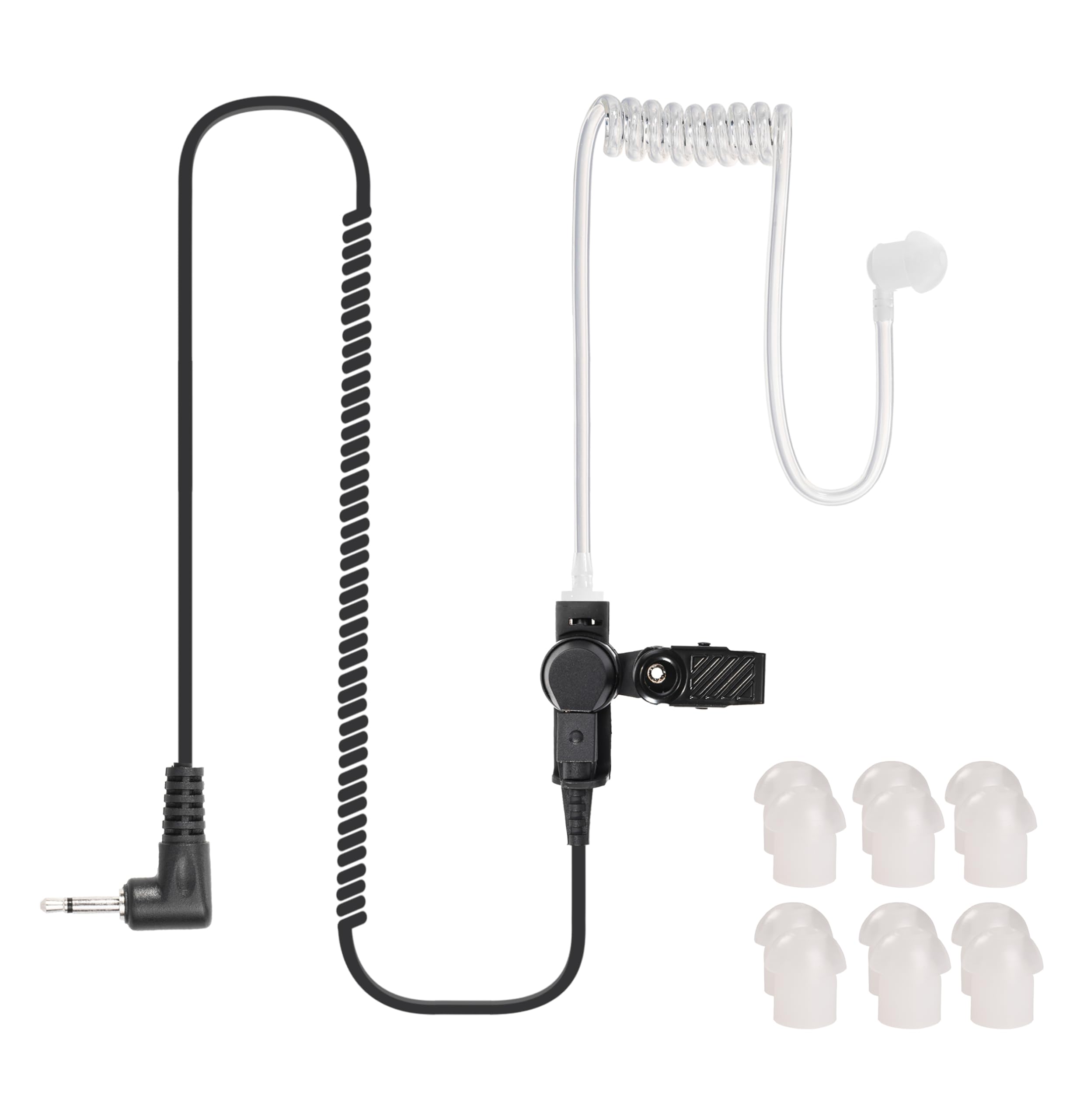 Hoornie Earphones Sound Tube with 3.5 mm Jack Transparent Including Holding Clip and 10x Ear Plugs