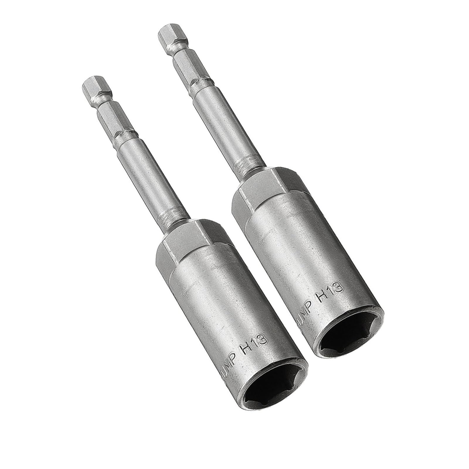 TOP-VIGOR 2Pcs 13mm Nut Setter Driver Drill Bit Set, 1/4 inch Hex Shank Quick Change, 100mm Length Metric Nut Driver Set for Woodworking, Auto Repairing, Machine Maintenance, Furnitures
