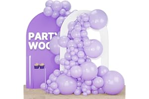 PartyWoo Lavender Balloons 120pcs Different Sizes Pack of 18 12 10 5 Inch Light Pastel Purple Lilac Balloon Arch Kit for Baby Shower Bachelorette Fairy Birthday Princess Party Decorations Purple-Q10