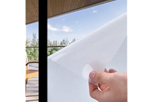 Coavas Window Privacy Film Frosted Glass Window Film Stained Glass Window Film Bathroom Window Frosting Film Day and Night Privacy Heat Blocking Non-Adhesive Window Tint for Home Office 17.5x78.7