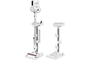 Kodahome Generic Vacuum Stand, Compatible with Cordless Stick Vacuum Cleaners, Universal Standing Dock Station Wall Mount Organizer, 7 Accessory Holders Storage Box (Adjustable Height, White)