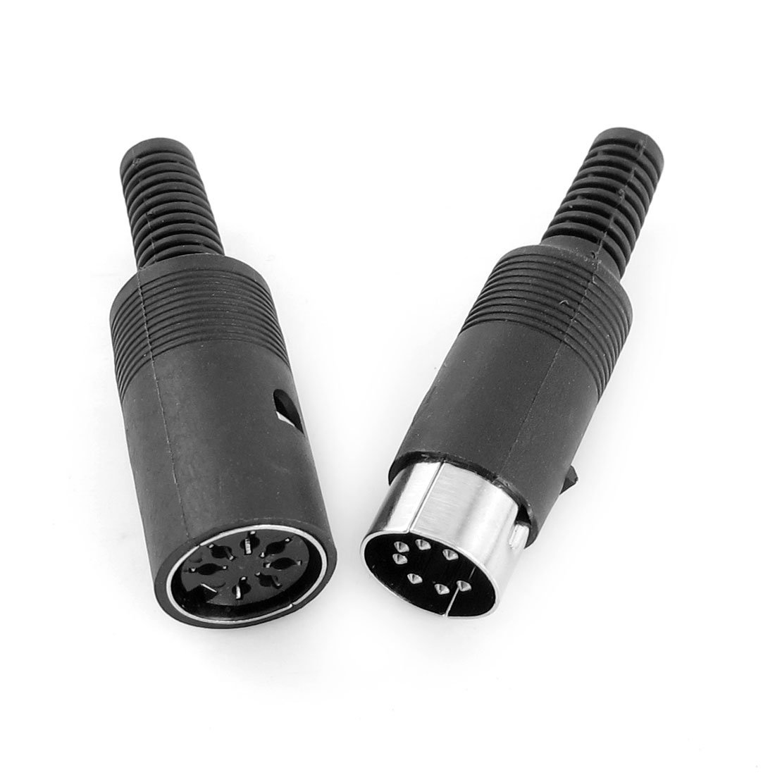 sourcing map Pair Black Plastic DIN 7 Pins Female Male Video Adapter 6mm
