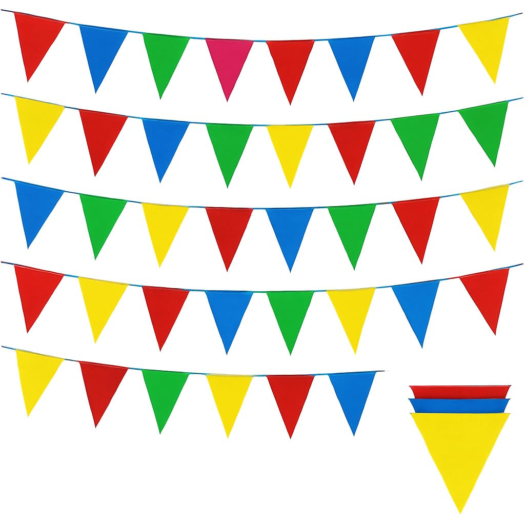 Photo 1 of 100 Feet Pennant party flags Ideal for Both Children and Adults (Multi Color)