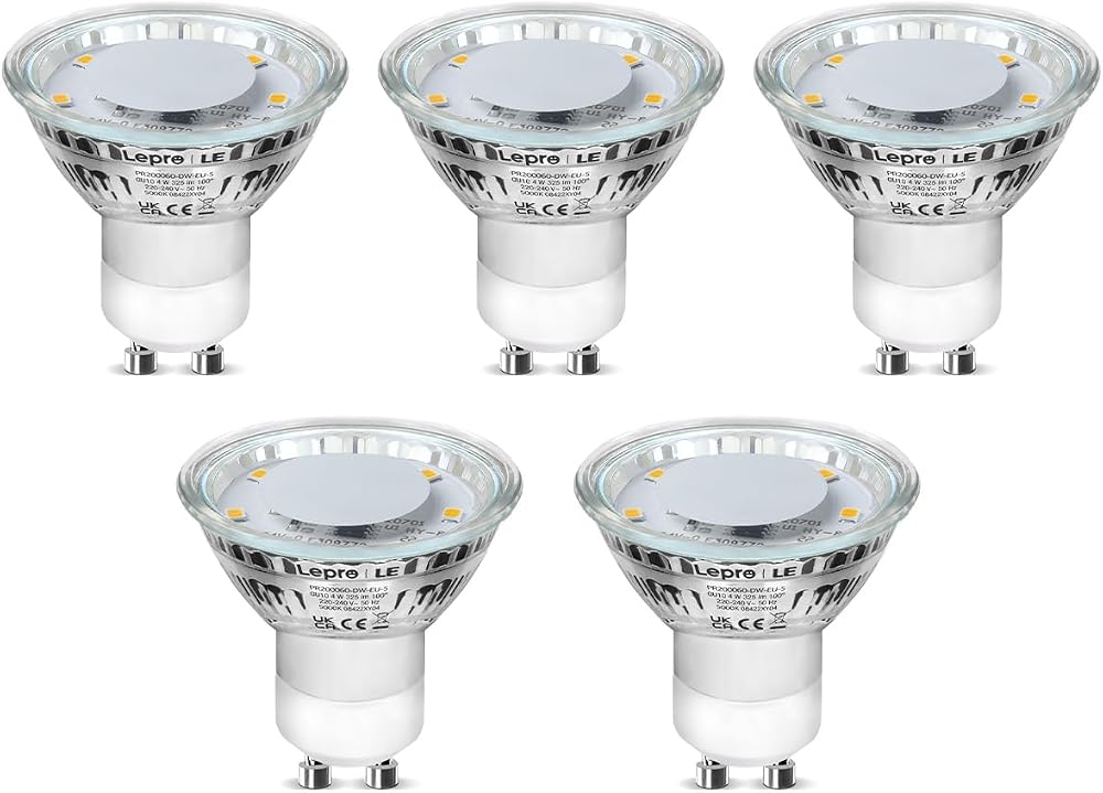 Lepro GU10 LED Bulbs Cool White 5000K 4W 325lm 100° Pack of 5