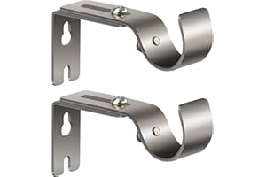 SANDEGOO Adjustable Brackets for Curtain Rod, 1” Heavy Duty Curtain Rod Holder Set of 2 for Bedroom Living Room Kitchen (2PCS, Silver)