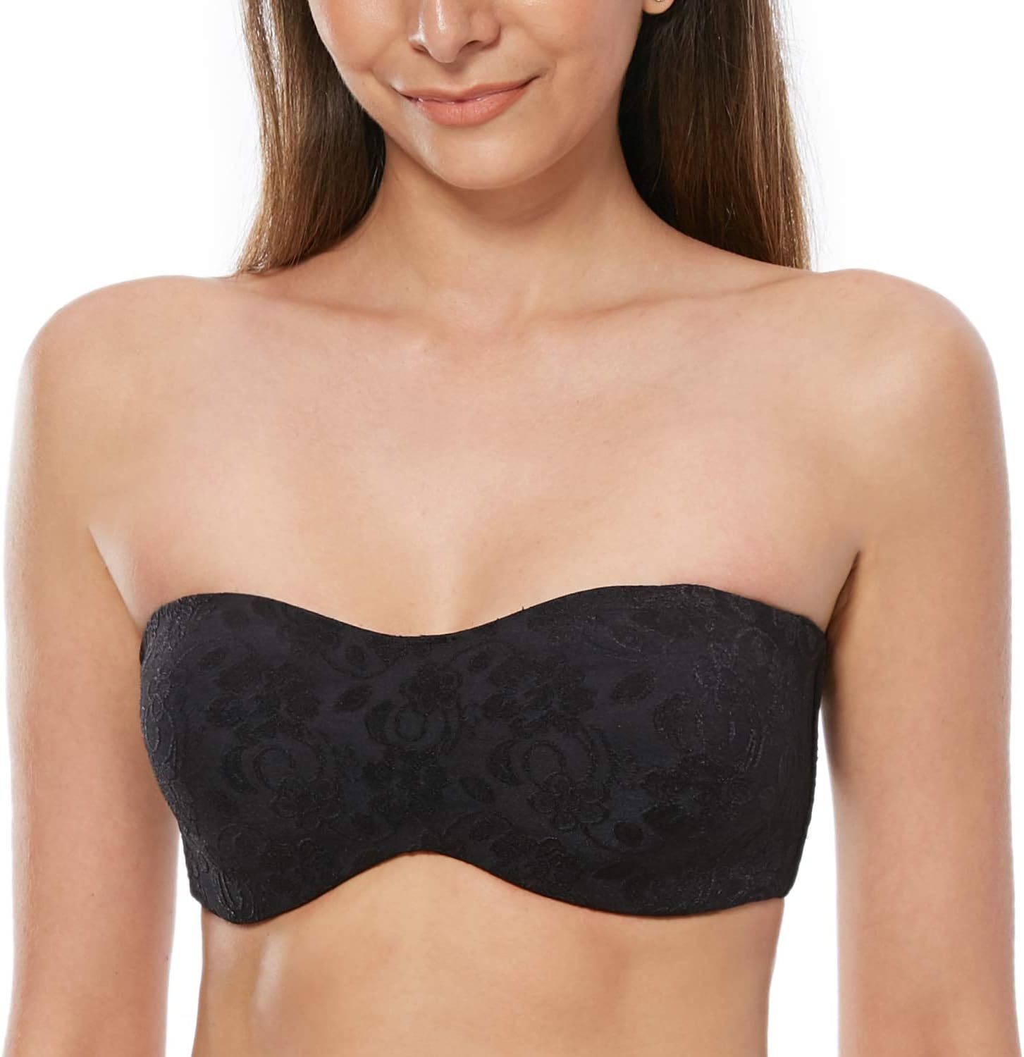 MELENECA Women's Strapless Bra for Large Bust Minimizer Unlined Bandeau with Underwire