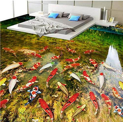 Clhhsy 70 Offアウトレット Hd川鯉自然3dフローリング壁紙浴室キッチン摩耗ノンスリップ防水増粘自己接着3d壁画壁紙 450x300cm