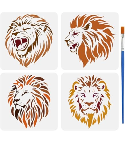 thumbnail image 2 of Reusable Lion Stencil For DIY Painting – A4 Size Plastic Template For Furniture, Walls, Art 2 of 9