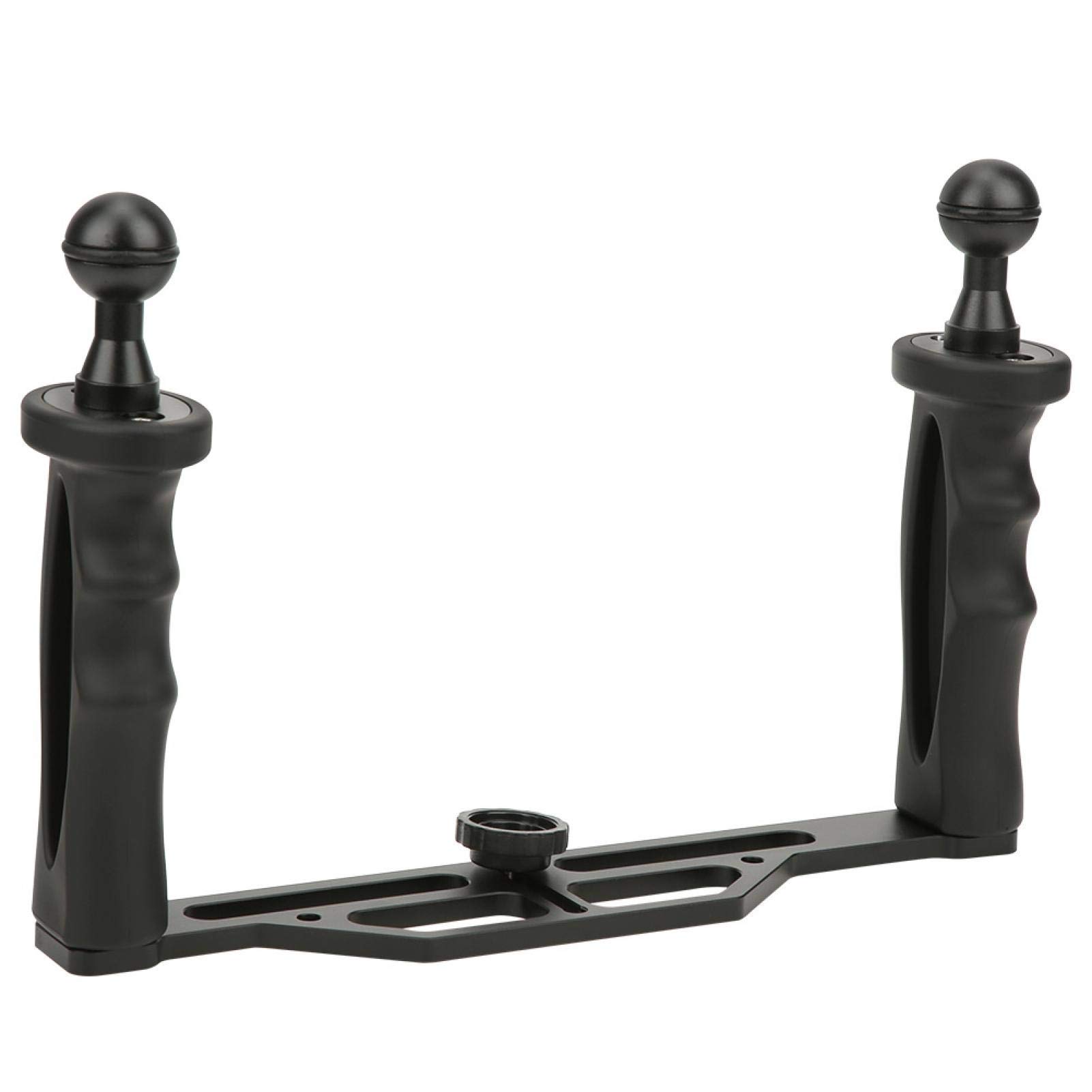 FOLOSAFENAR Handheld Stabilizer Dual Hand Grip, Aluminum Alloy Handheld Stabilizer Compartment with Ball Head Mounting Adapters, for Underwater Camera Body Accessories