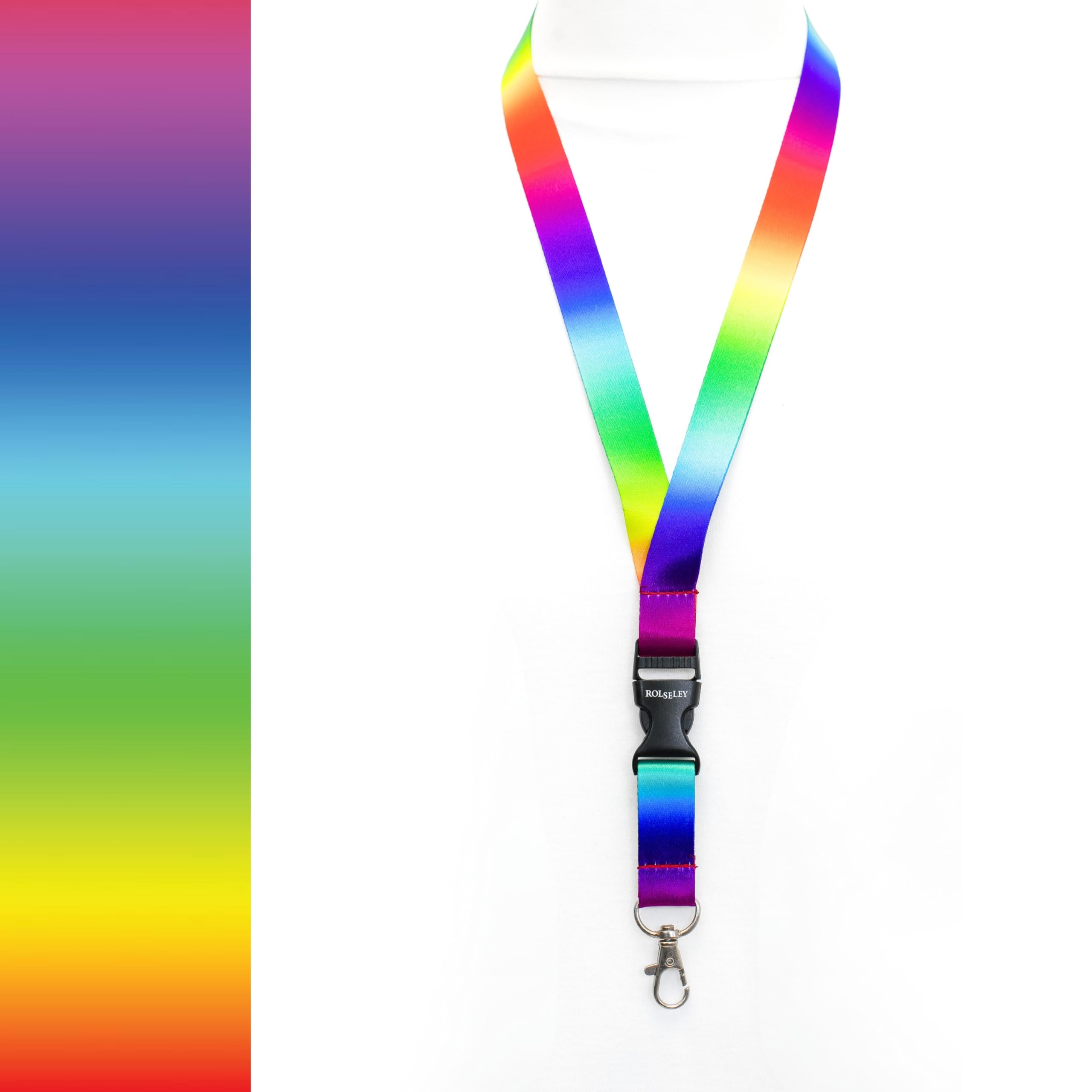 ROLSELEY Lanyard Neck Strap RAINBOW Pattern With Metal Clip And Safety Breakaway
